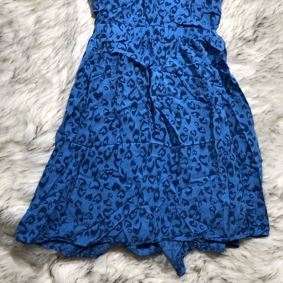H&M | blue leopard print heart mini dress size 4 Valentines Day - Picture 5 of 7